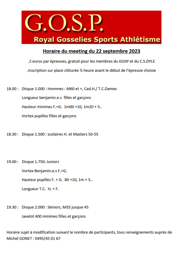 horaire 22/09/2023